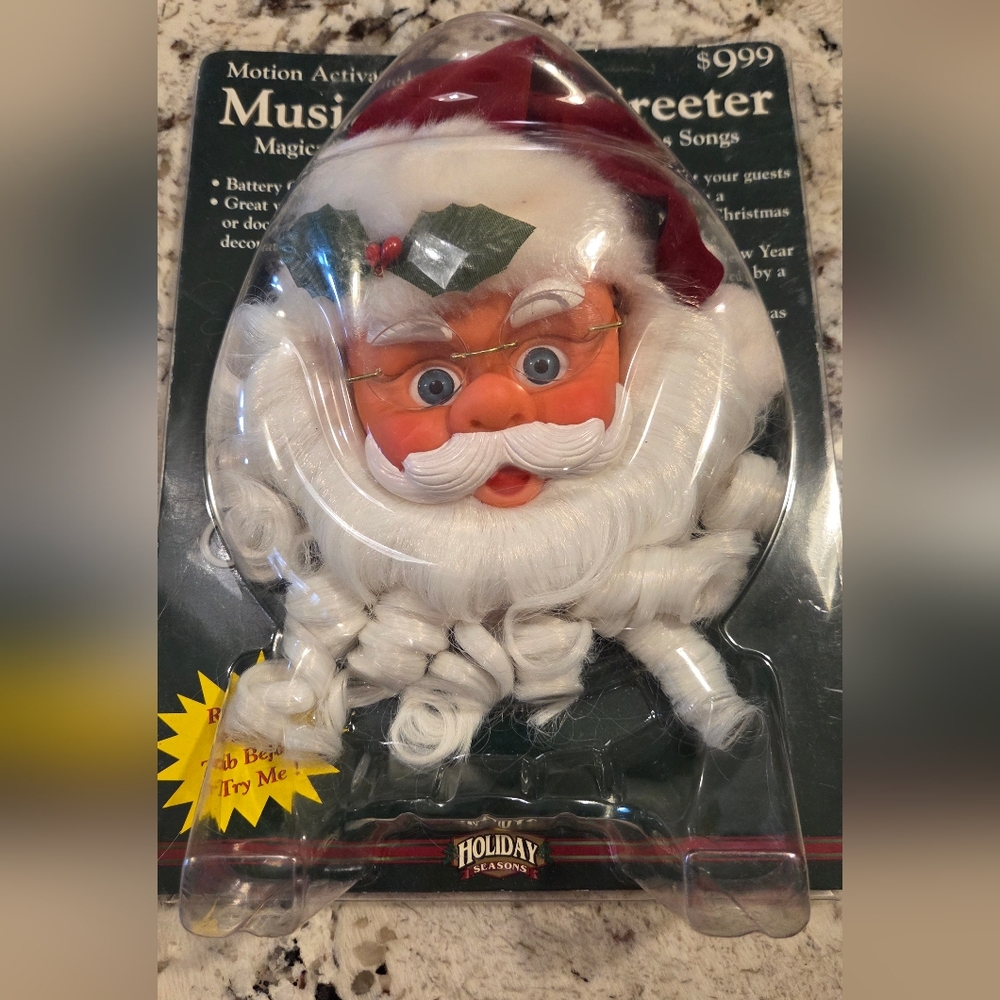 Vintage Motion Activated Musical Santa Greeter Wall Door Plaque 3 Songs